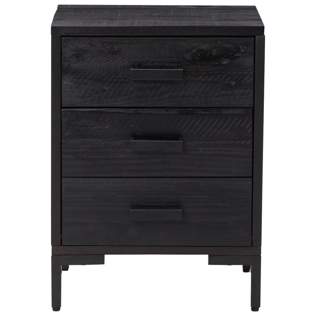 Nattbord 2 stk svart 40x30x55 cm heltre furu
