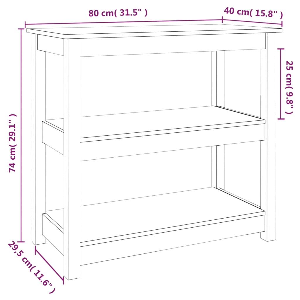 Konsollbord grå 80x40x74 cm heltre furu