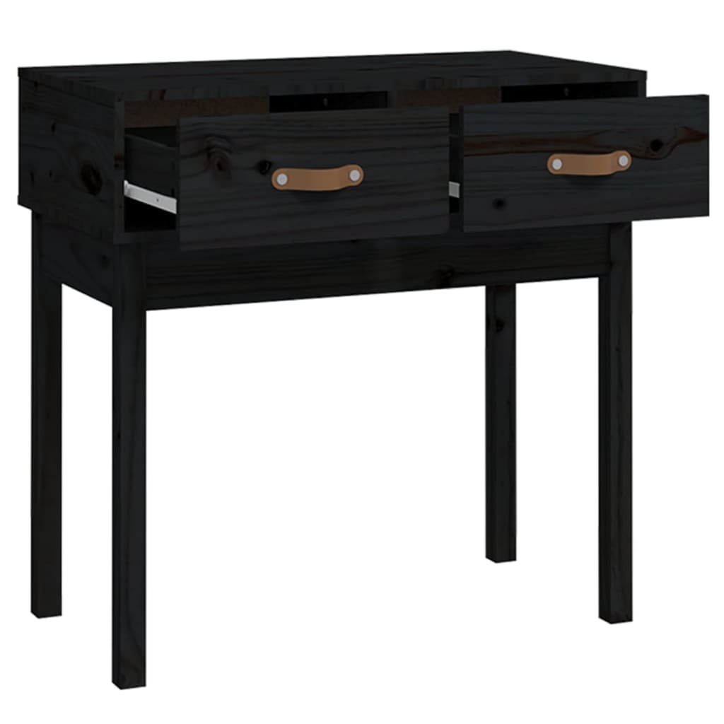 Konsollbord svart 76,5x40x75 cm heltre furu