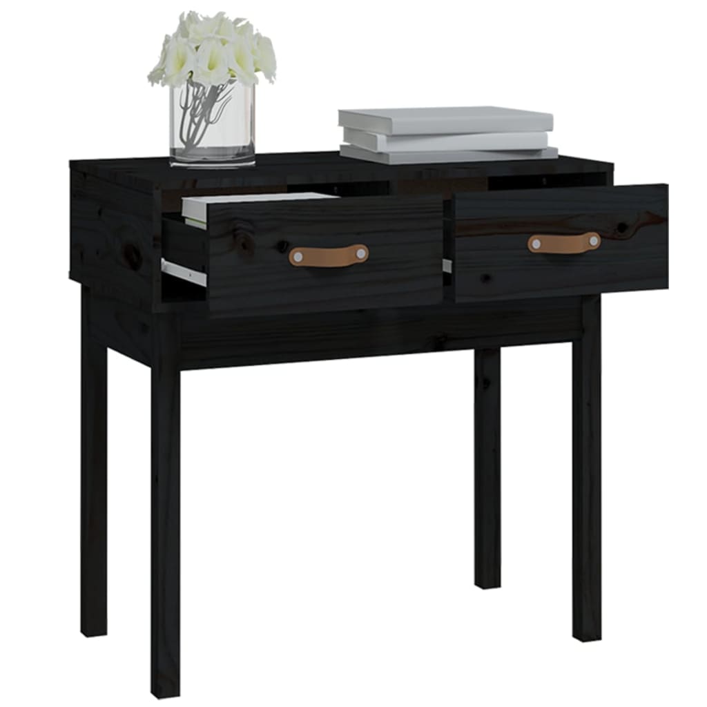 Konsollbord svart 76,5x40x75 cm heltre furu
