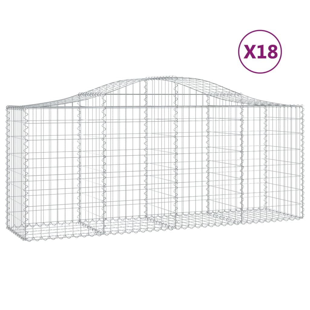 Gabionkurver buede 18 stk 200x50x80/100 cm galvanisert jern