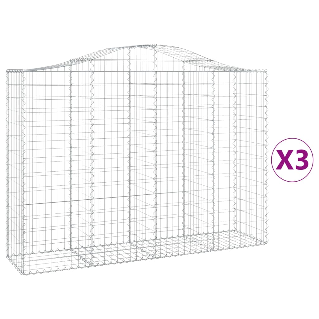 Gabionkurver buede 3 stk 200x50x140/160 cm galvanisert jern