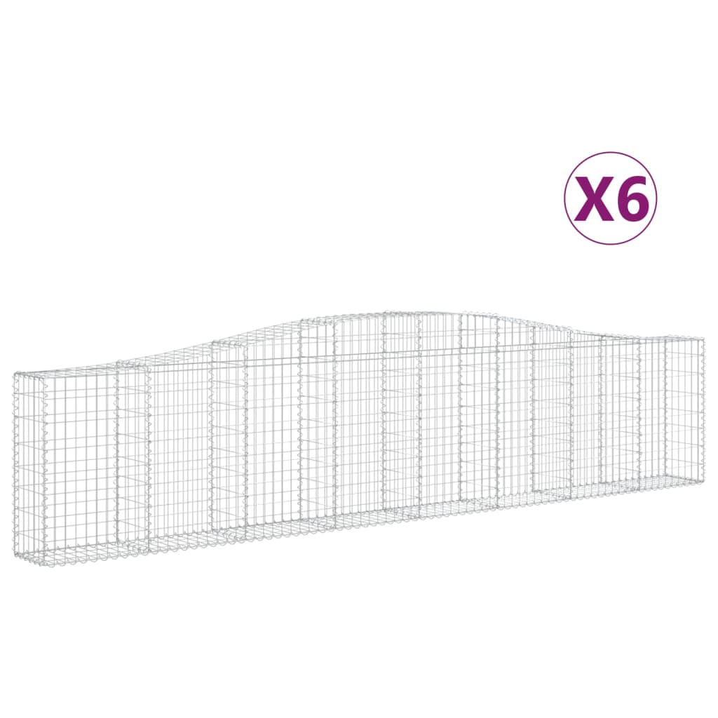 Gabionkurver buede 6 stk 400x30x80/100 cm galvanisert jern
