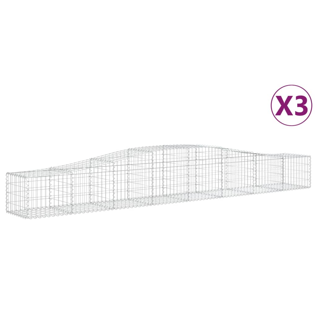 Gabionkurver buede 3 stk 400x50x40/60 cm galvanisert jern