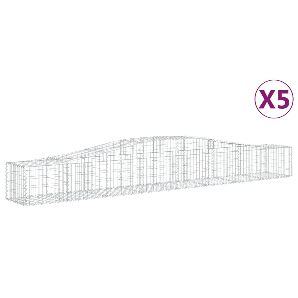 Gabionkurver buede 5 stk 400x50x40/60 cm galvanisert jern