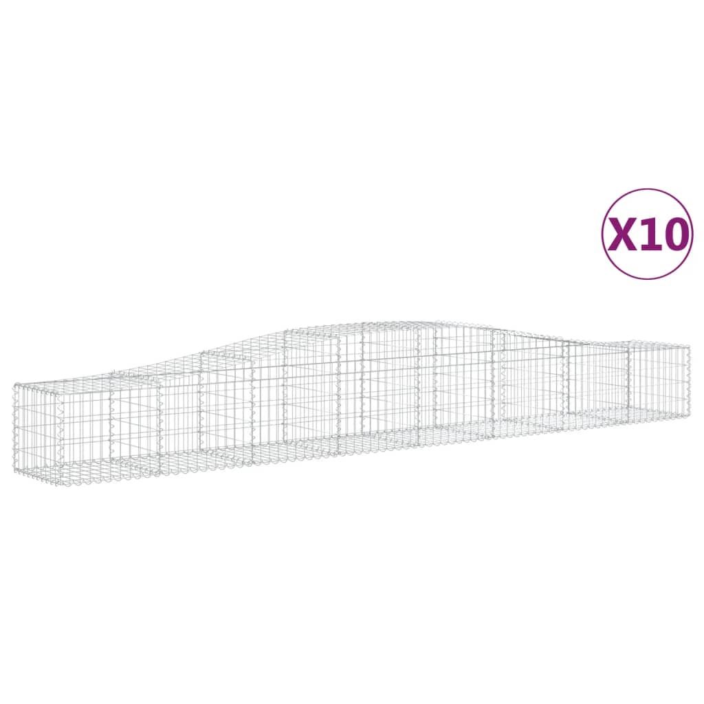 Gabionkurver buede 10 stk 400x50x40/60 cm galvanisert jern
