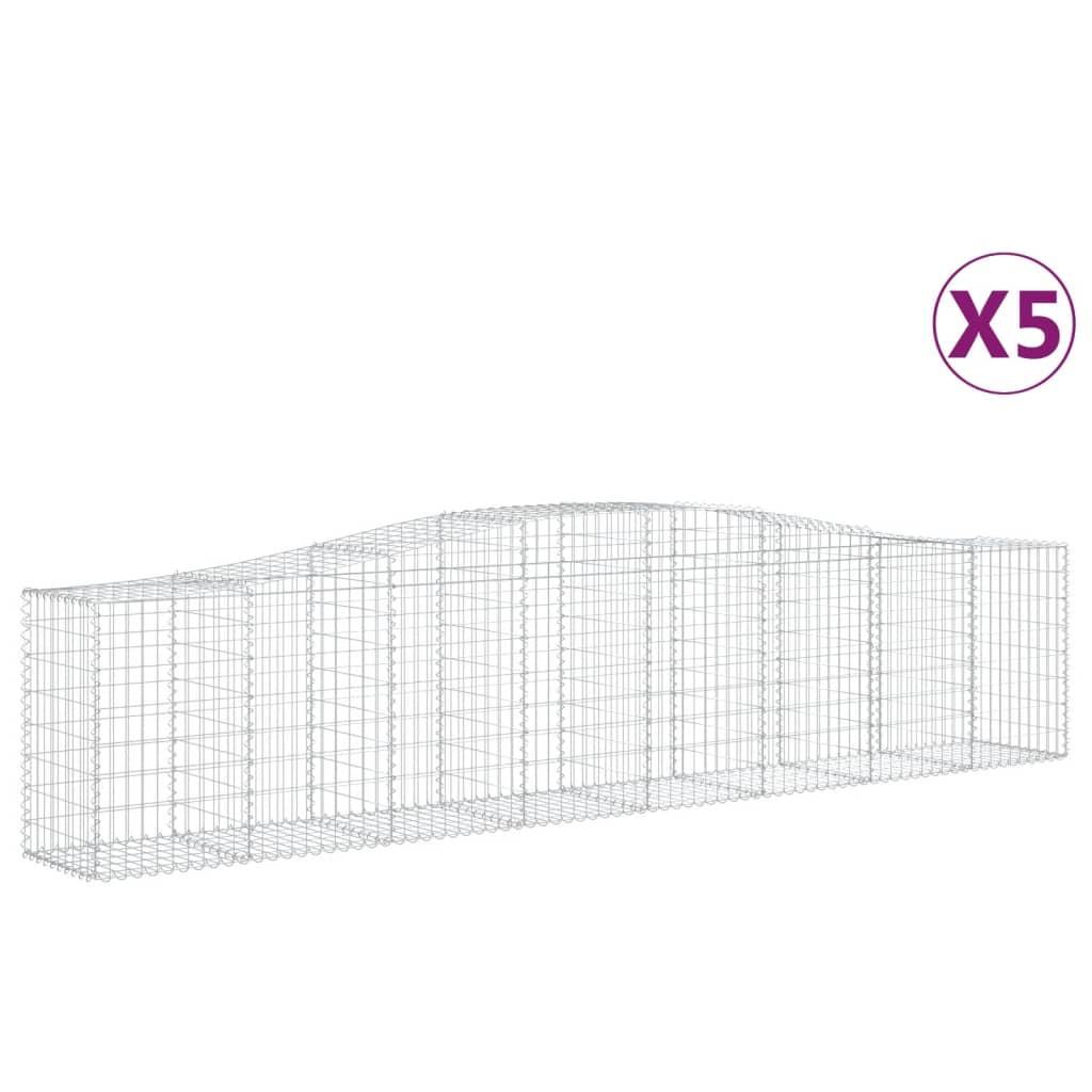 Gabionkurver buede 5 stk 400x50x80/100 cm galvanisert jern