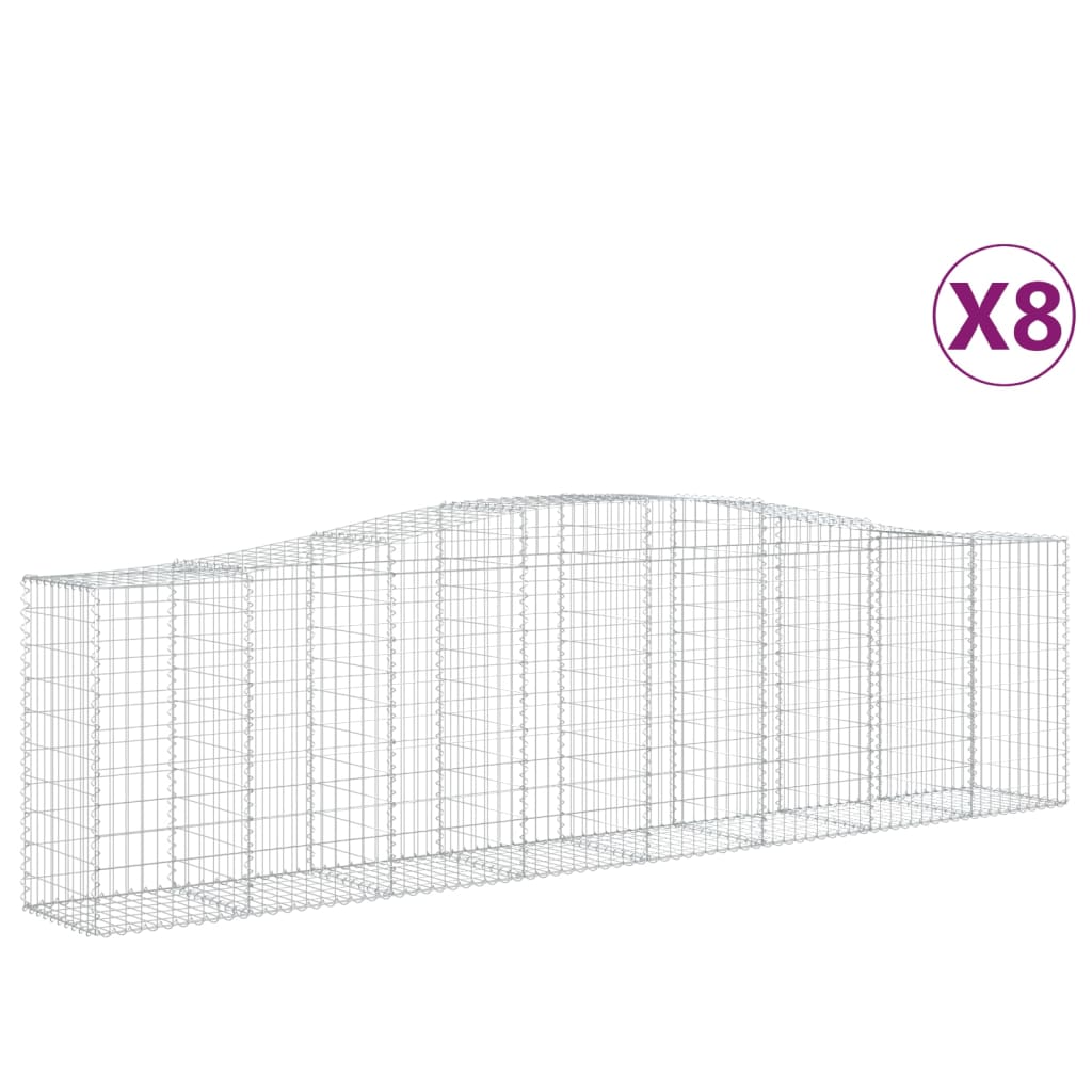 Gabionkurver buede 8 stk 400x50x100/120 cm galvanisert jern