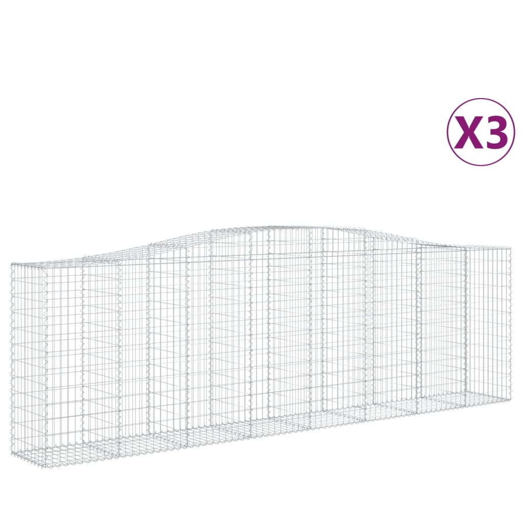 Gabionkurver buede 3 stk 400x50x120/140 cm galvanisert jern