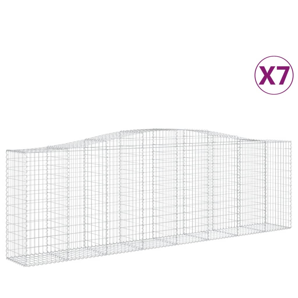 Gabionkurver buede 7 stk 400x50x120/140 cm galvanisert jern