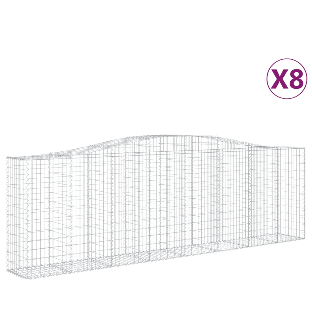 Gabionkurver buede 8 stk 400x50x120/140 cm galvanisert jern