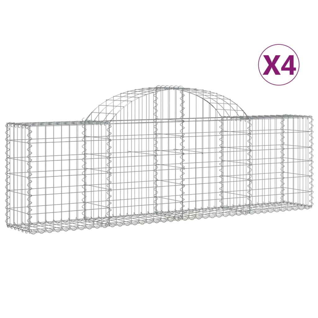 Gabionkurver buede 4 stk 200x30x60/80 cm galvanisert jern