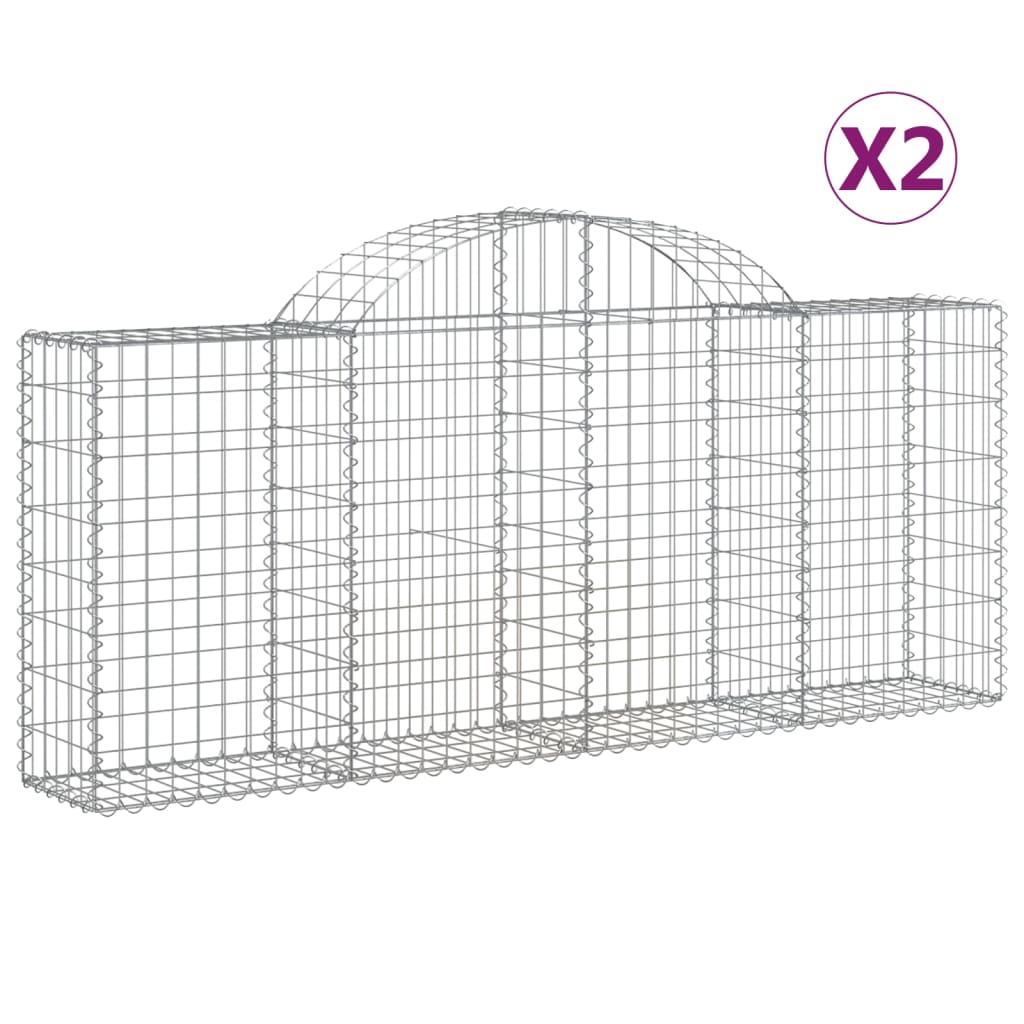 Gabionkurver buede 2 stk 200x30x80/100 cm galvanisert jern