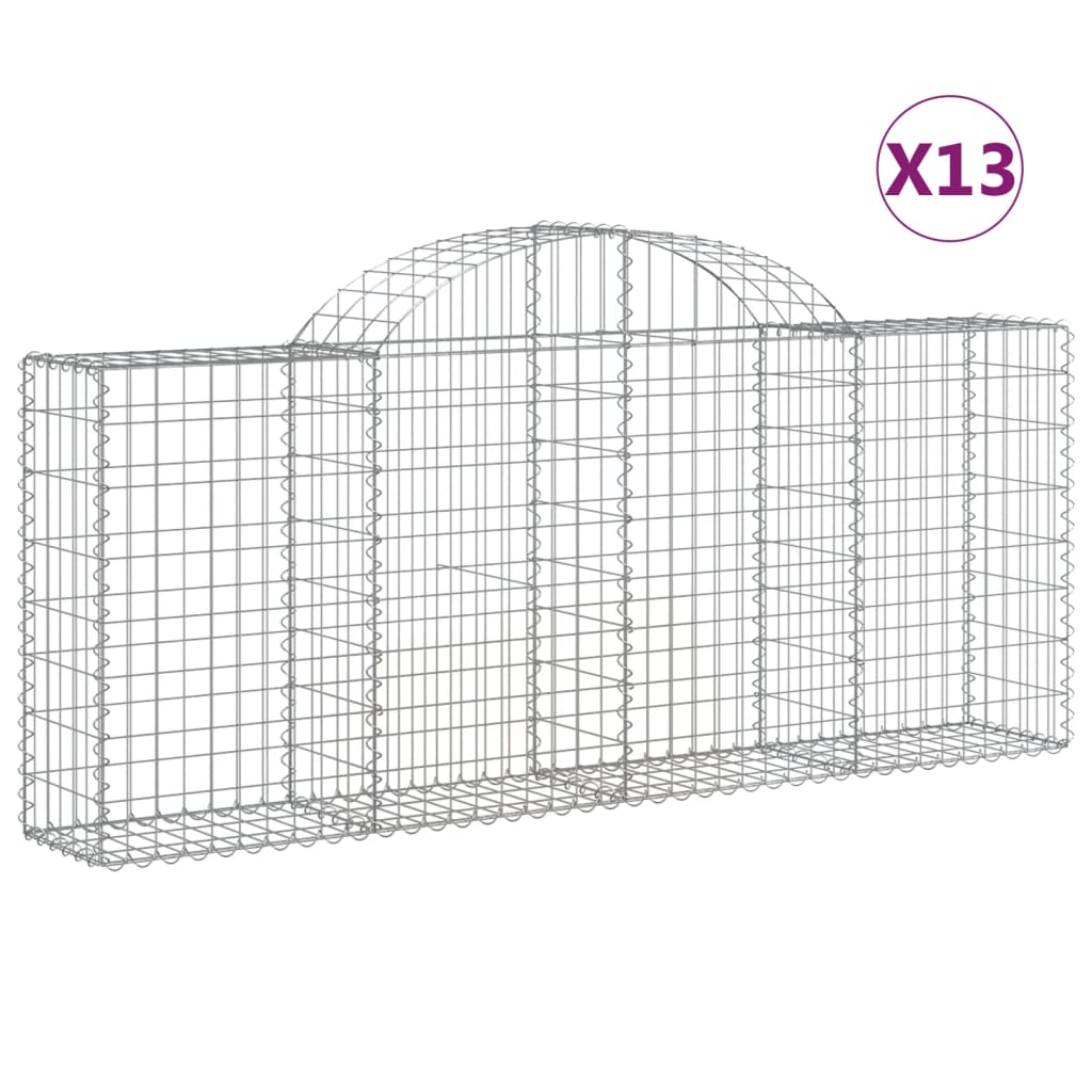 Gabionkurver buede 13 stk 200x30x80/100 cm galvanisert jern
