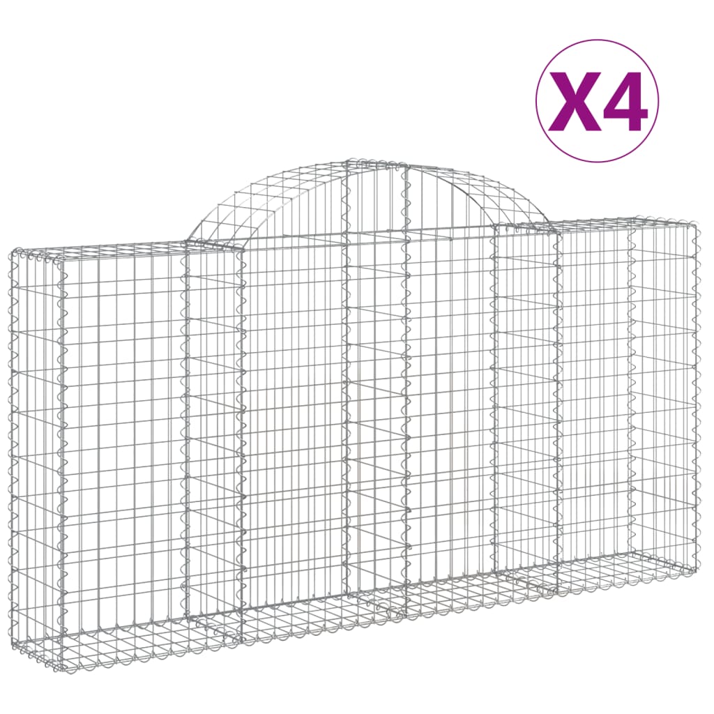 Gabionkurver buede 4 stk 200x30x100/120 cm galvanisert jern