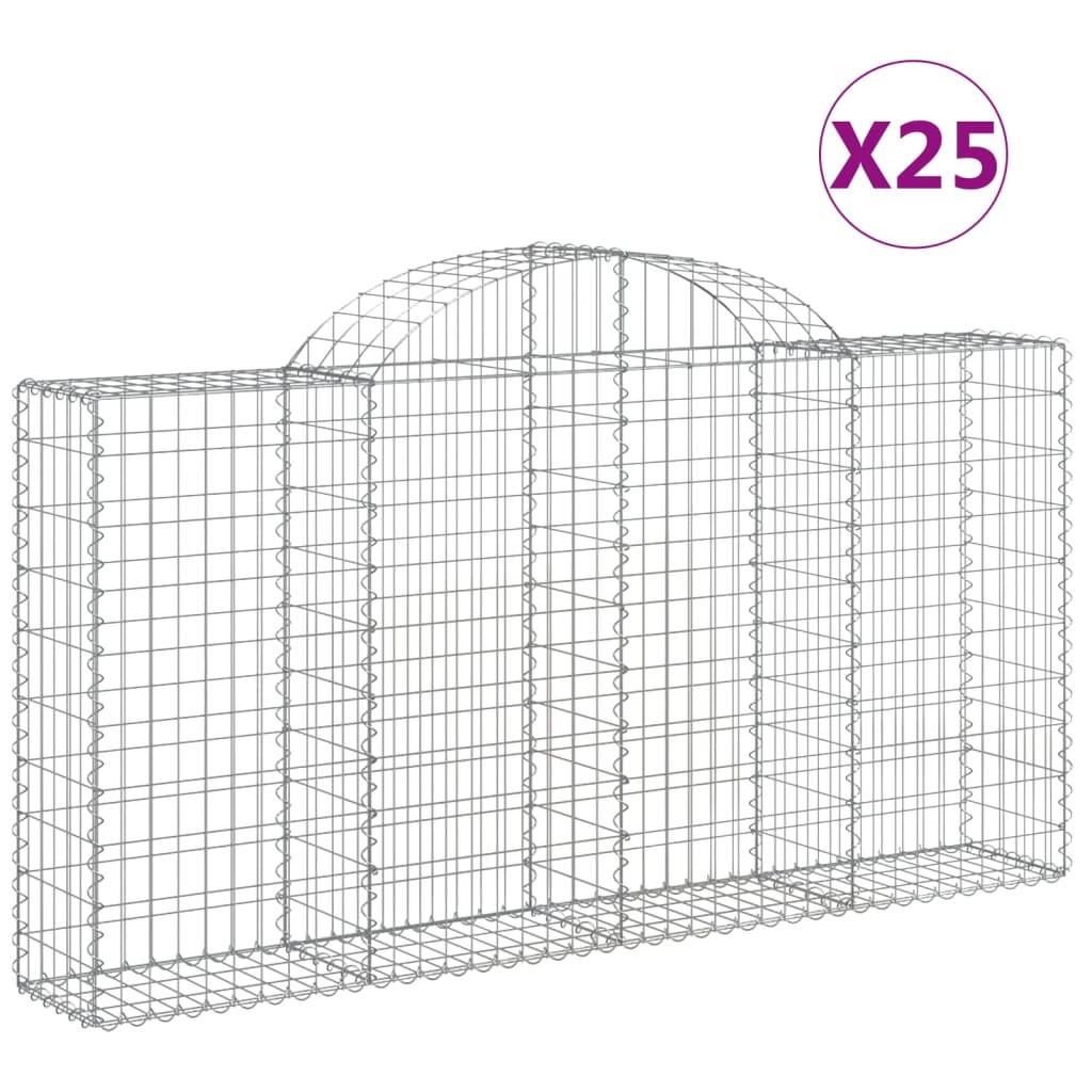 Gabionkurver buede 25 stk 200x30x100/120 cm galvanisert jern