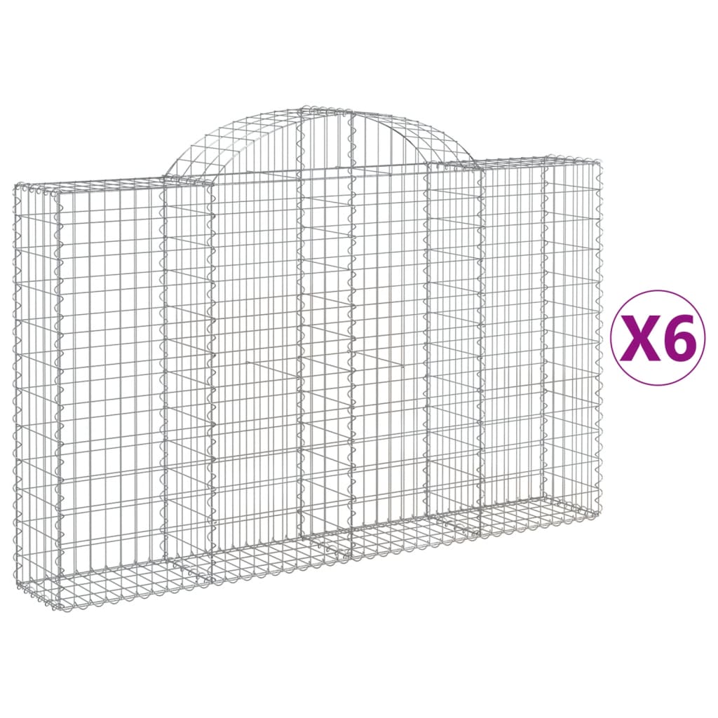 Gabionkurver buede 6 stk 200x30x120/140 cm galvanisert jern