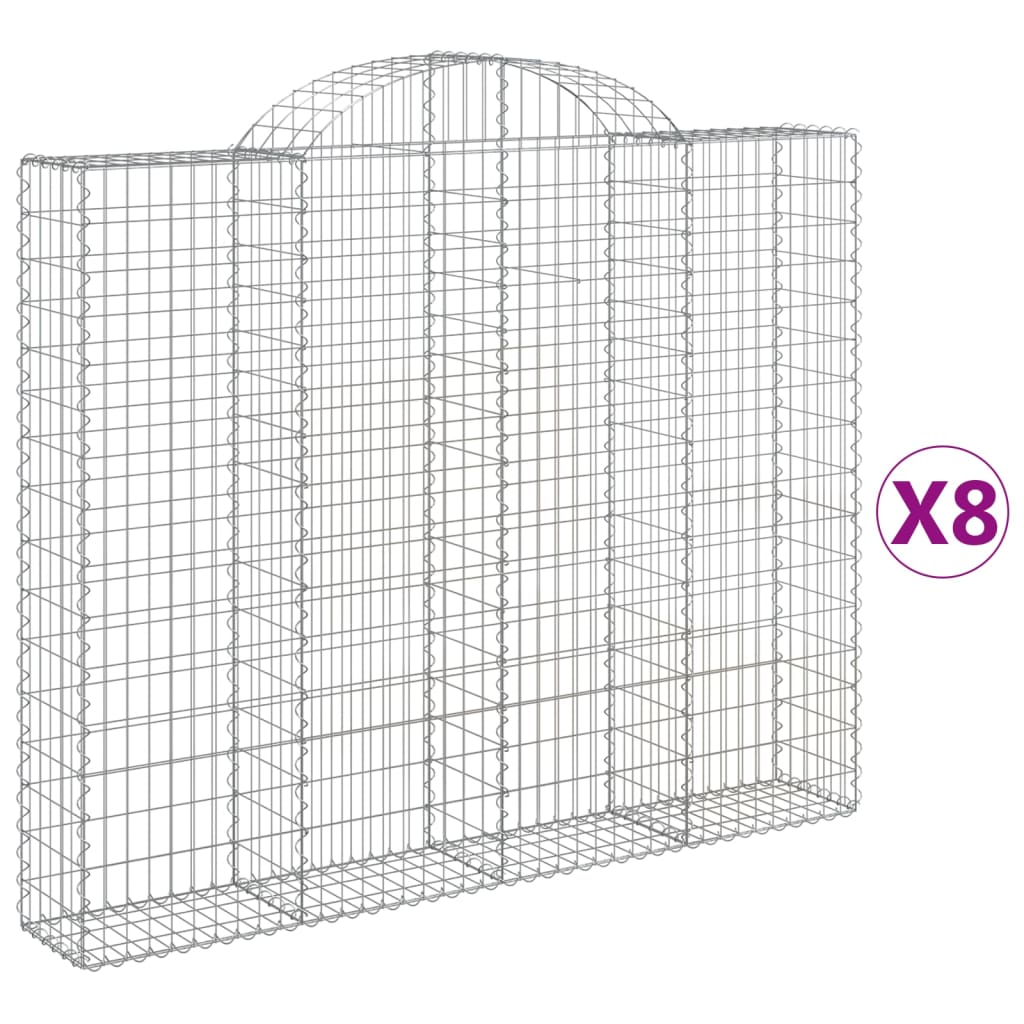 Gabionkurver buede 8 stk 200x30x160/180 cm galvanisert jern