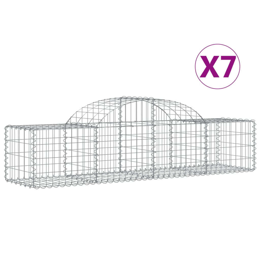 Gabionkurver buede 7 stk 200x50x40/60 cm galvanisert jern