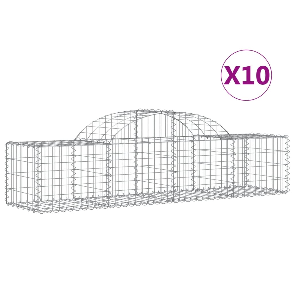 Gabionkurver buede 10 stk 200x50x40/60 cm galvanisert jern