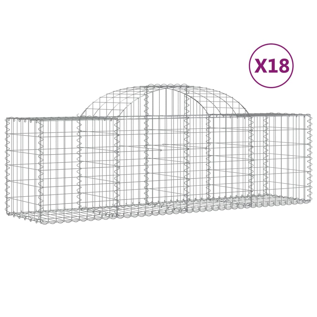 Gabionkurver buede 18 stk 200x50x60/80 cm galvanisert jern