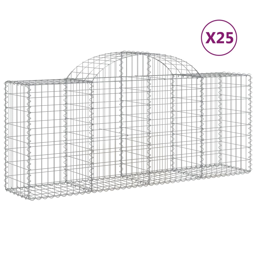 Gabionkurver buede 25 stk 200x50x80/100 cm galvanisert jern