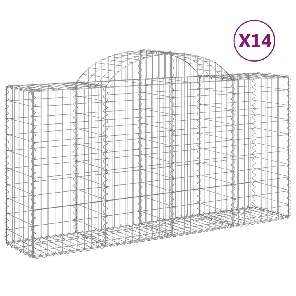 Gabionkurver buede 14 stk 200x50x100/120 cm galvanisert jern
