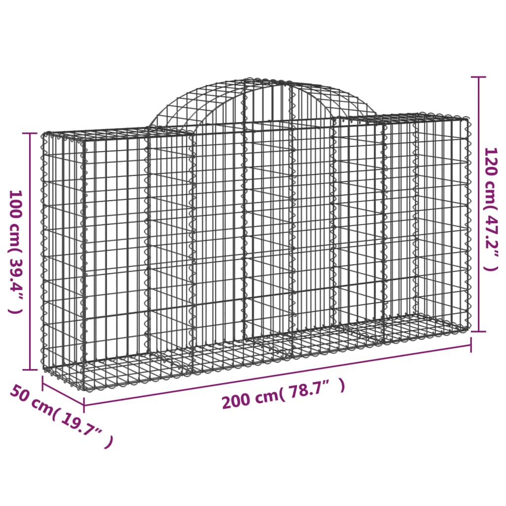 Gabionkurver buede 14 stk 200x50x100/120 cm galvanisert jern