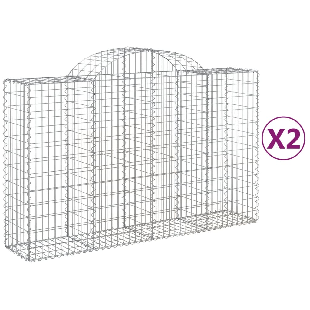 Gabionkurver buede 2 stk 200x50x120/140 cm galvanisert jern