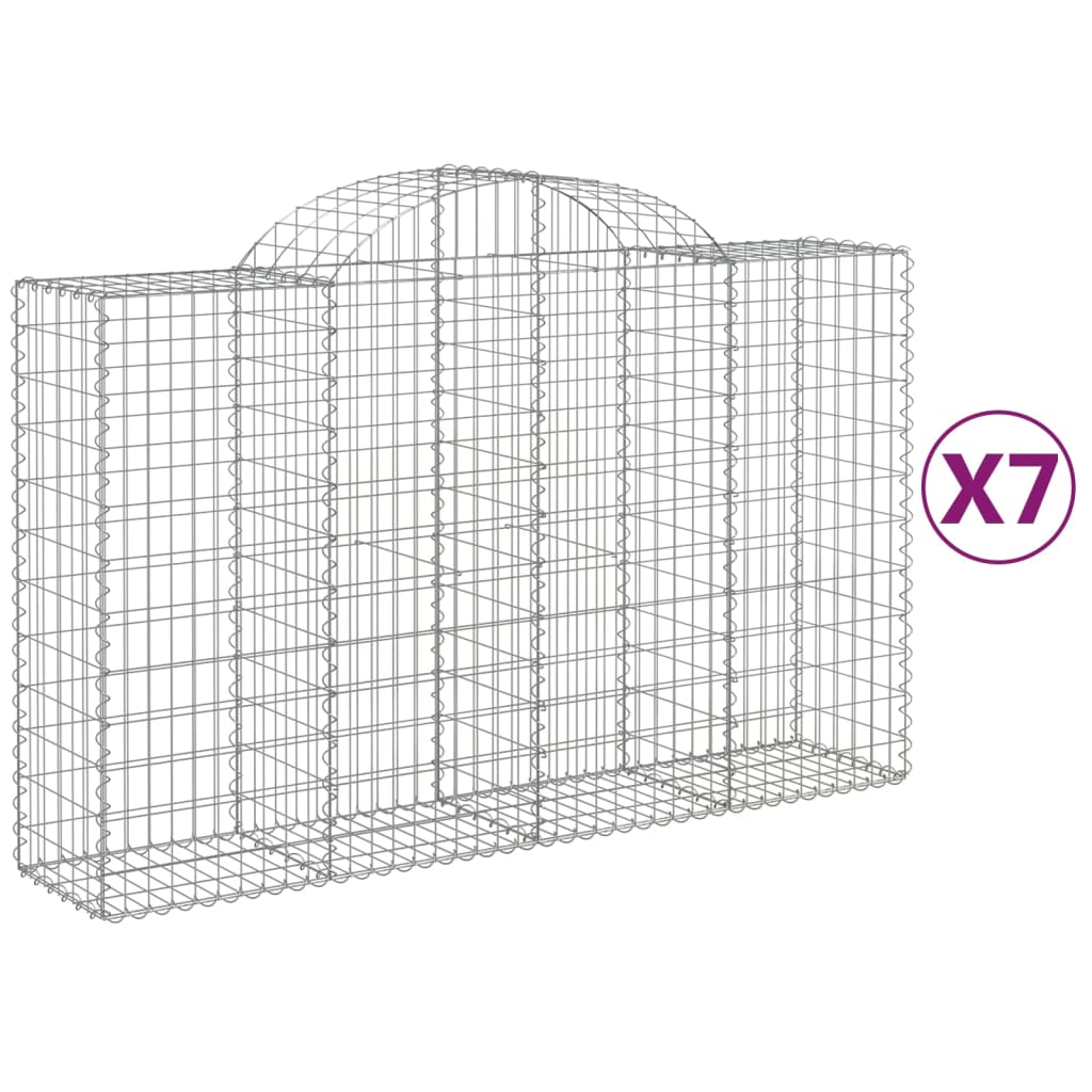 Gabionkurver buede 7 stk 200x50x120/140 cm galvanisert jern