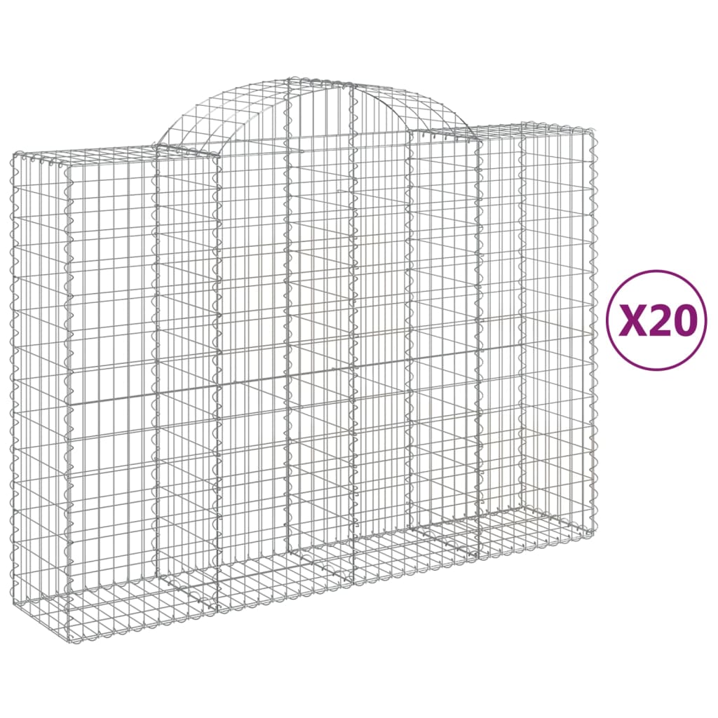 Gabionkurver buede 20 stk 200x50x140/160 cm galvanisert jern