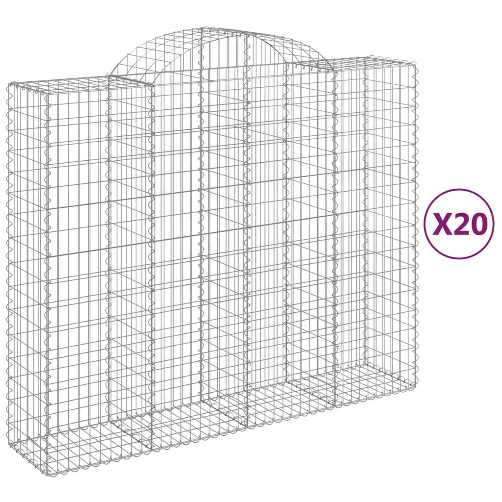 Gabionkurver buede 20 stk 200x50x160/180 cm galvanisert jern