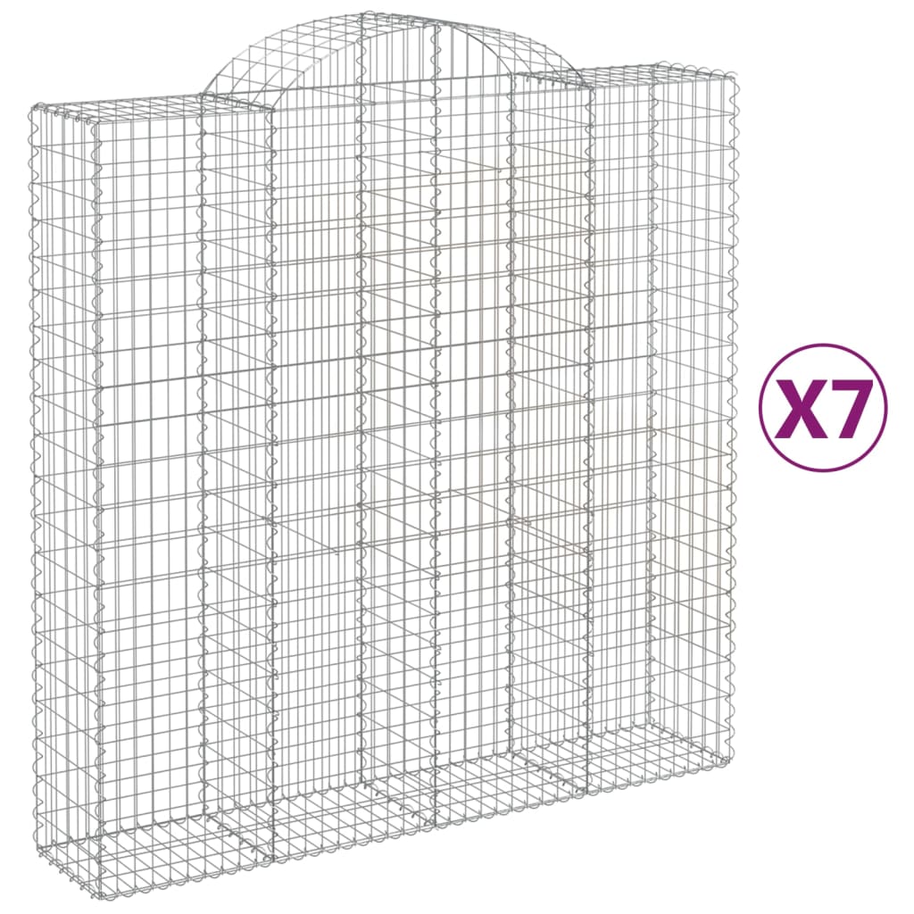 Gabionkurver buede 7 stk 200x50x200/220 cm galvanisert jern