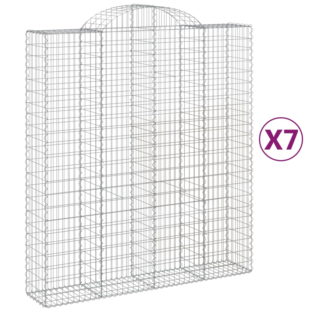 Gabionkurver buede 7 stk 200x50x220/240 cm galvanisert jern