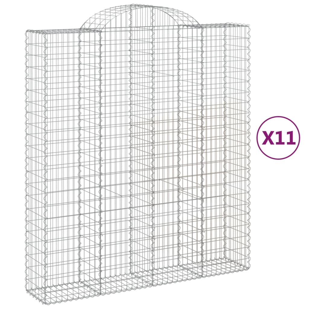 Gabionkurver buede 11 stk 200x50x220/240 cm galvanisert jern