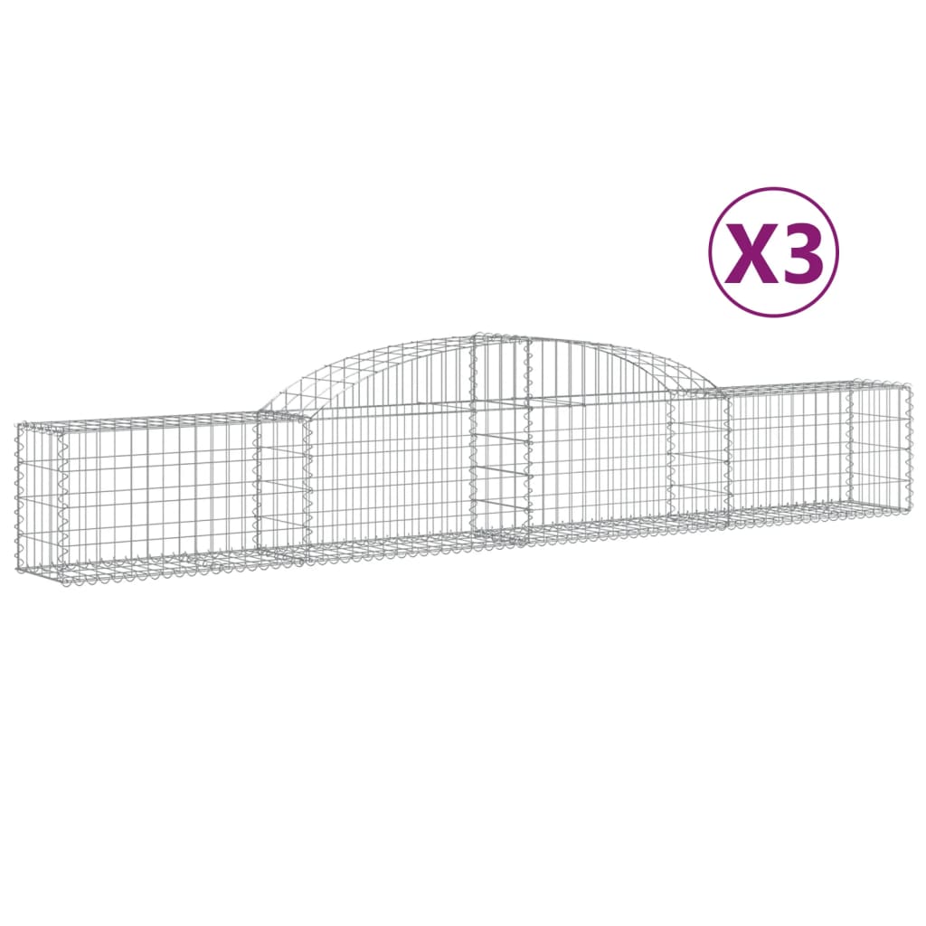Gabionkurver buede 3 stk 300x30x40/60 cm galvanisert jern