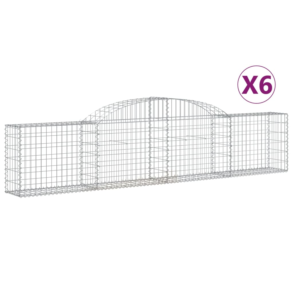 Gabionkurver buede 6 stk 300x30x60/80 cm galvanisert jern