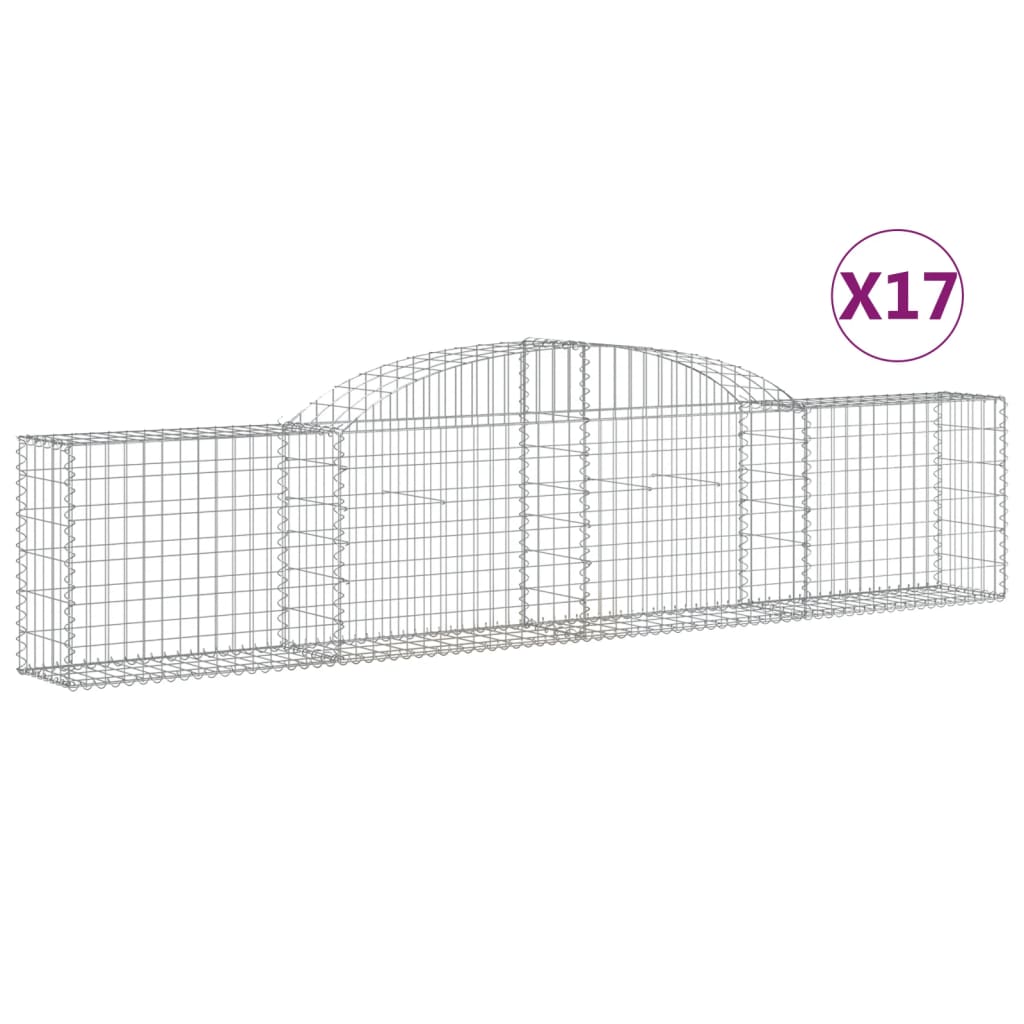 Gabionkurver buede 17 stk 300x30x60/80 cm galvanisert jern