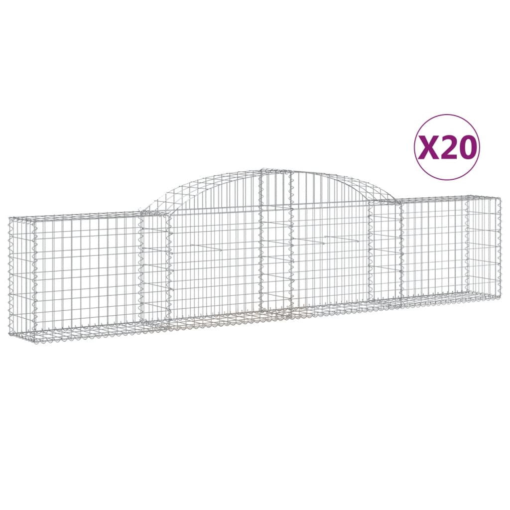 Gabionkurver buede 20 stk 300x30x60/80 cm galvanisert jern
