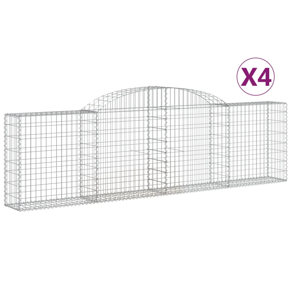 Gabionkurver buede 4 stk 300x30x80/100 cm galvanisert jern