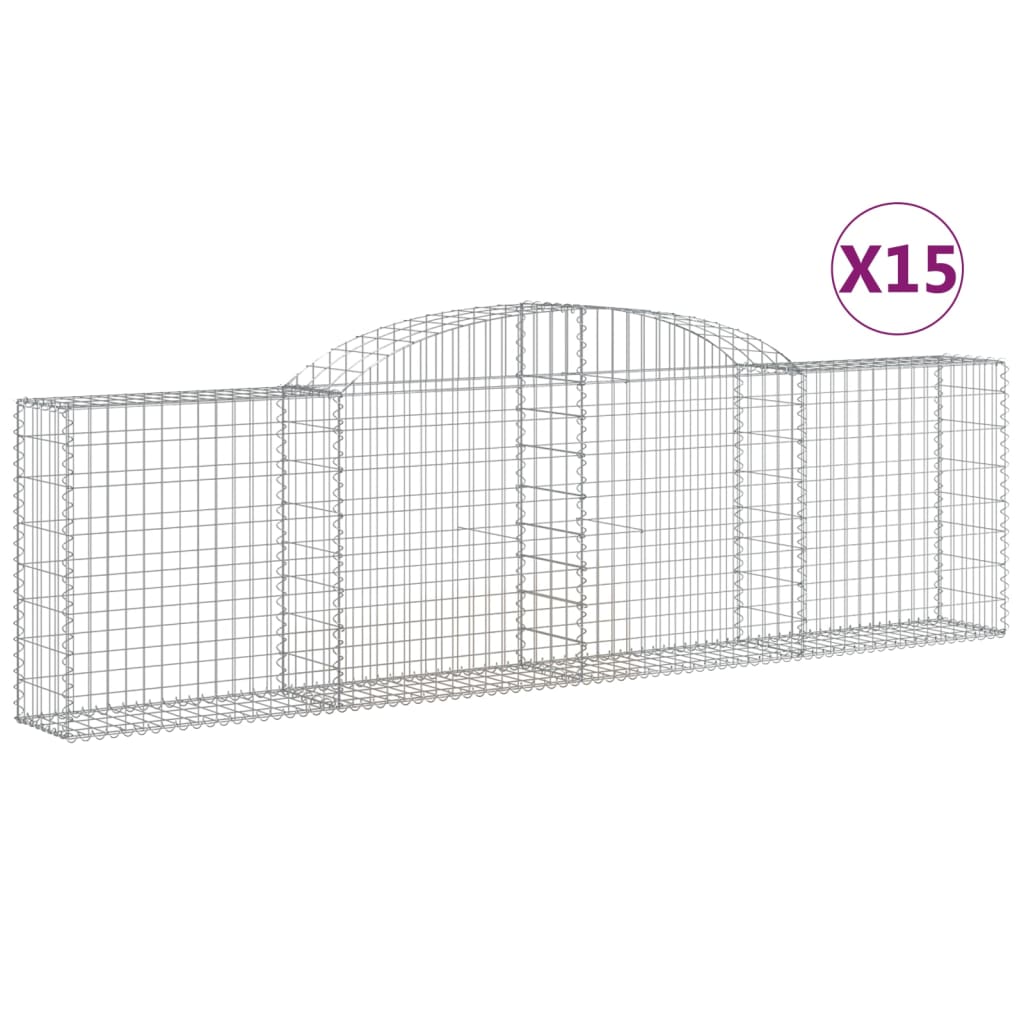 Gabionkurver buede 15 stk 300x30x80/100 cm galvanisert jern