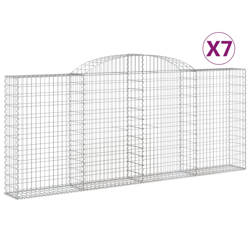 Gabionkurver buede 7 stk 300x30x120/140 cm galvanisert jern