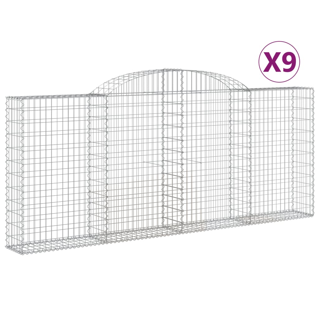 Gabionkurver buede 9 stk 300x30x120/140 cm galvanisert jern