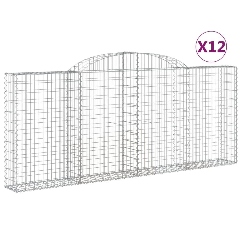 Gabionkurver buede 12 stk 300x30x120/140 cm galvanisert jern