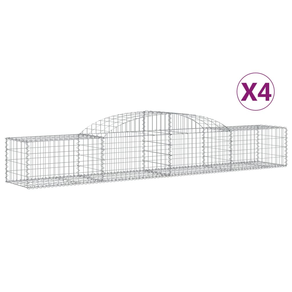 Gabionkurver buede 4 stk 300x50x40/60 cm galvanisert jern