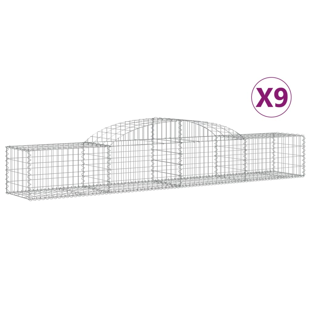 Gabionkurver buede 9 stk 300x50x40/60 cm galvanisert jern