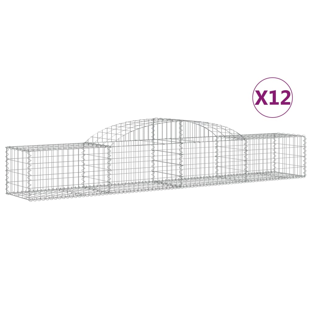 Gabionkurver buede 12 stk 300x50x40/60 cm galvanisert jern