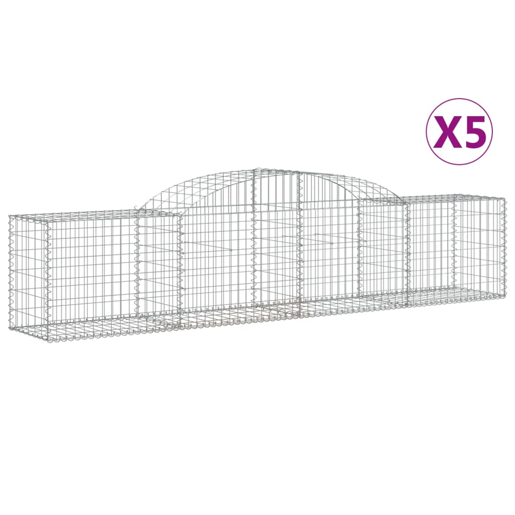 Gabionkurver buede 5 stk 300x50x60/80 cm galvanisert jern