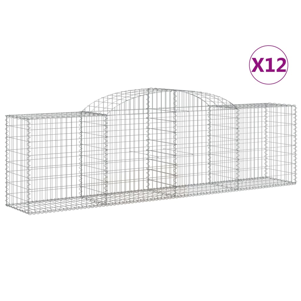 Gabionkurver buede 12 stk 300x50x80/100 cm galvanisert jern