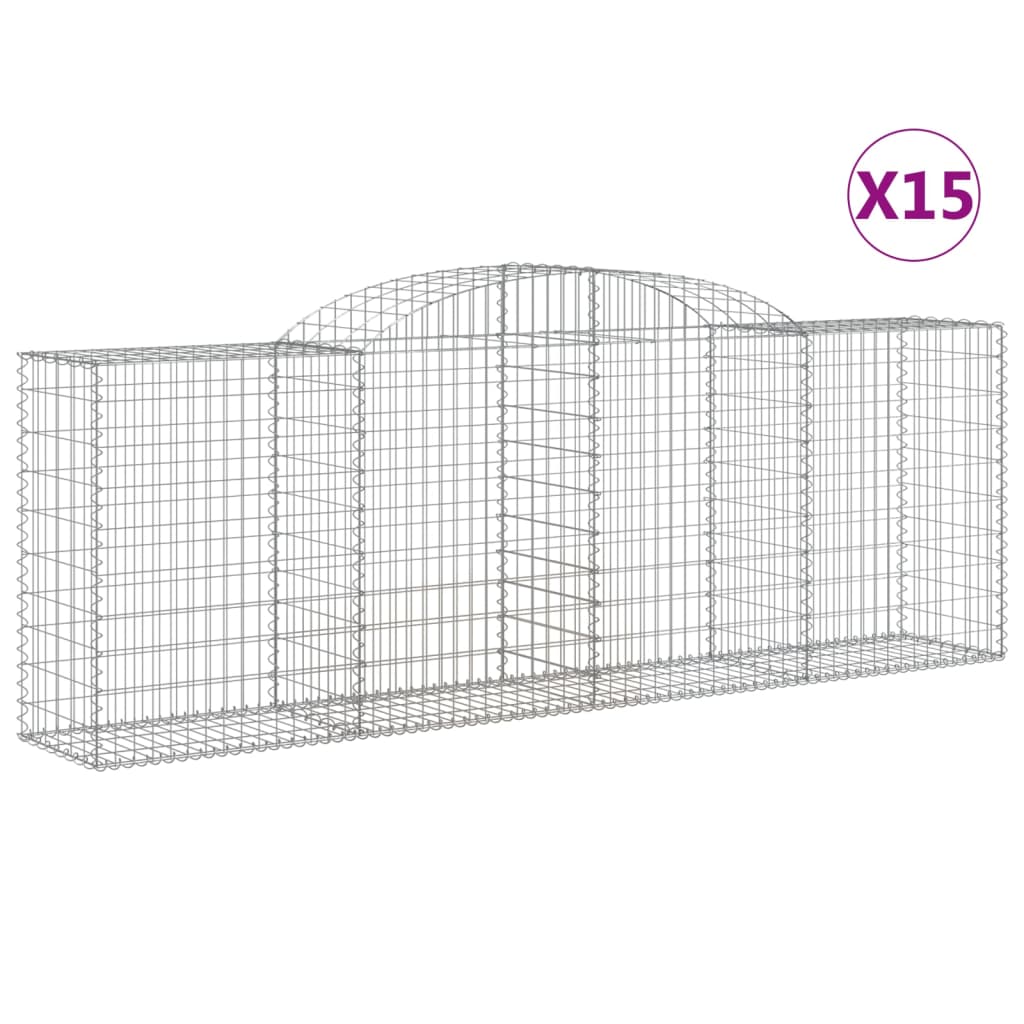 Gabionkurver buede 15 stk 300x50x100/120 cm galvanisert jern